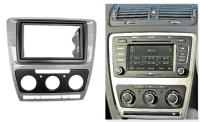 Переходная рамка для Skoda Octavia (A5) Рестайл (с кондиционером. серая-HQ) (2008-2013) 2 DIN - CarBaza