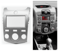 Переходная рамка для Kia Forte I (TD) (с кондиционером, серебристая) (2008-2013) 2 DIN - CarBaza