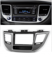 Переходная рамка для Hyundai Tucson III (серая и черный, с карманомчерно-серебристый глянец (2015-2018) 2 DIN - CarBaza