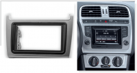 Переходная рамка для Volkswagen Polo V (серебристая) (2009+) 2 DIN - CarBaza