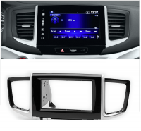 Переходная рамка для Honda Pilot III (черно-серебристый глянец) (2015+) 2 DIN - CarBaza