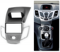 Переходная рамка для Ford Fiesta VI (с дисплеем, серебристая) (2008-2017) 2 DIN - CarBaza