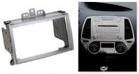 Переходная рамка для Hyundai i20 (PB) Дорестайл (с крепежем, серебристая) (2008-2012) 2 DIN - CarBaza